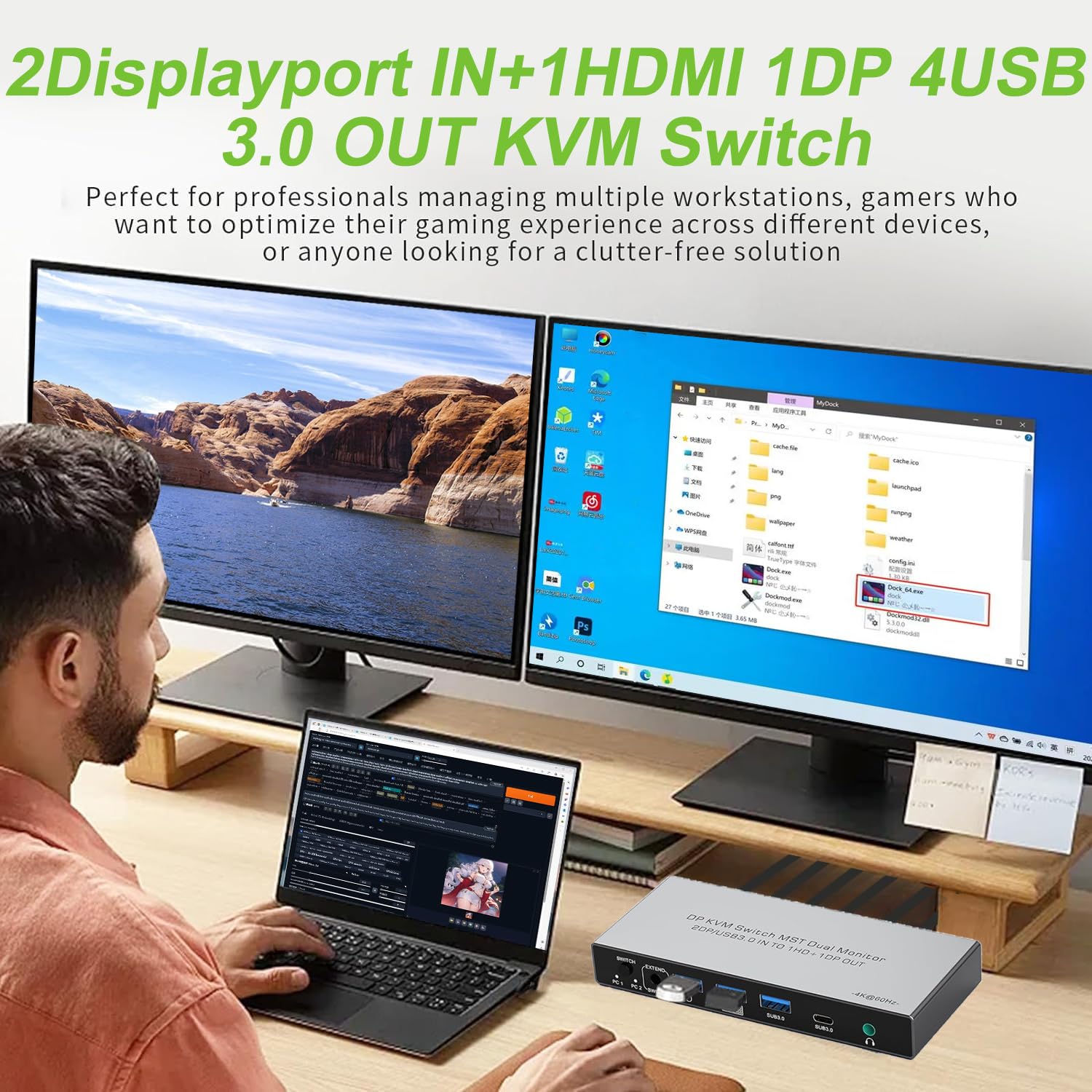 Amazon.co.jp: Displayport KVMスイッチ 2 モニター 2 コンピューター